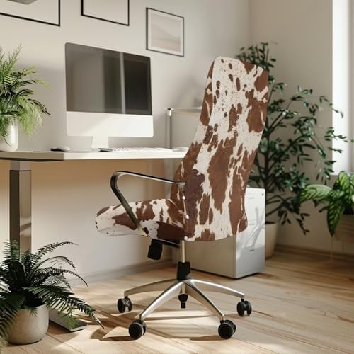 Wanyint Stretchable Cow Print Chair Cover Dustproof Universal for Office Chairs