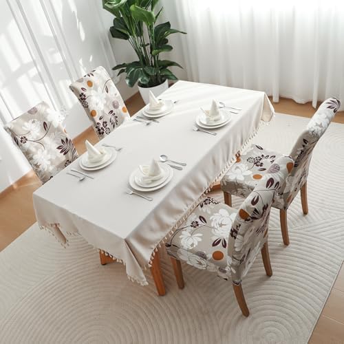 FORCHEER Chair Covers Set of 4 Beige Floral Stretch
