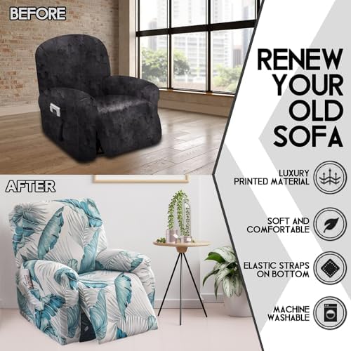 CRFATOP 4-Piece Recliner Slipcovers with Storage Pockets and Arms