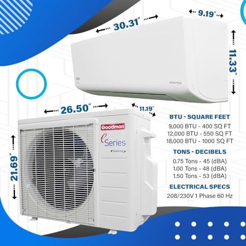 Goodman E-Series Mini Split AC Heating System 075 Ton