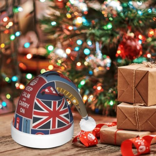 England Symbols Print Christmas Hat with LED Lights