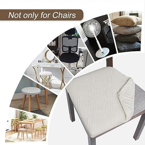 SearchI Waterproof Dining Chair Covers Set of 6 Beige Rhombus