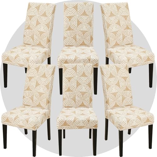 Dlmwell Stretch Chair Covers Set of 6 for Dining Room and Kitchen
