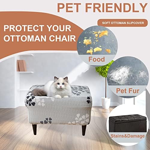 Eco-Ancheng Stool Covers for Rectangular Ottoman with Nonslip Elastic Bottom