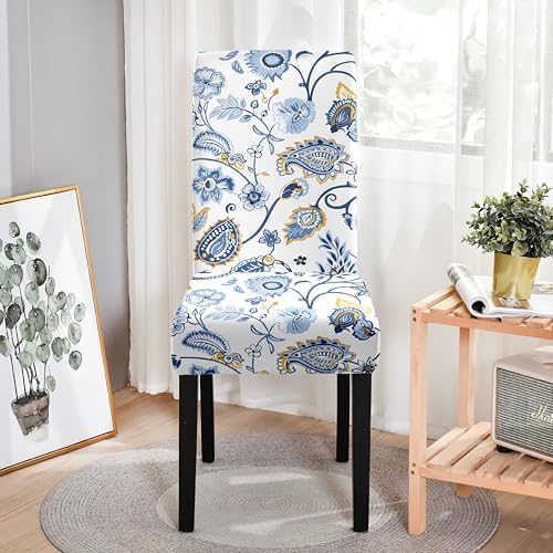 Lalluxy Stretchy Dining Chair Slipcovers Set of 4 Blue Flowers III