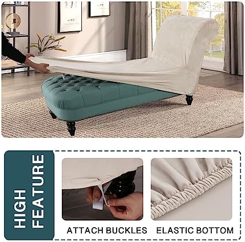 FantasDecor Chaise Lounge Velvet Slipcover - Ivory