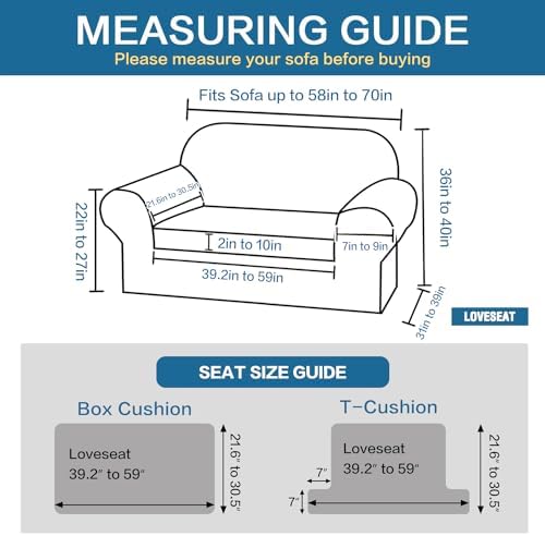 HVERSAILTEX 2 Piece Loveseat Covers Fit 70 Inch Sofa