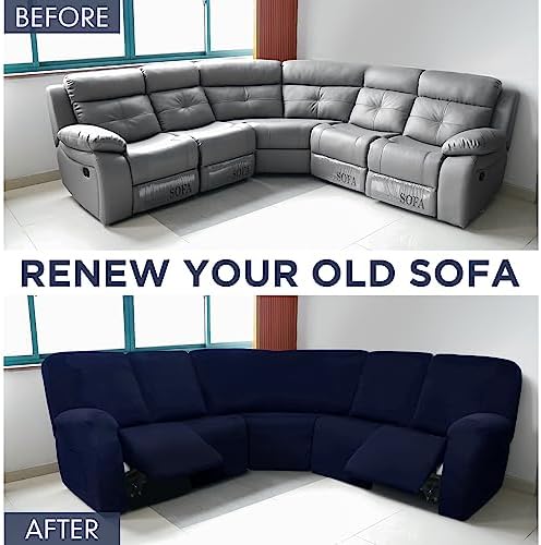 Peryiter 7 Pcs L Shape Sectional Recliner Sofa Covers