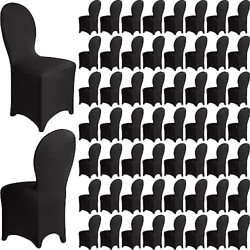 60 Pcs Black Chair Covers for Weddings and Parties