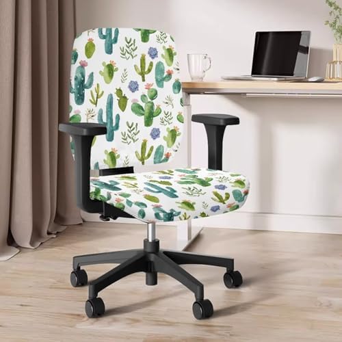 Cactus Computer Chair Cover Stretchable Universal Slipcover 2 Piece