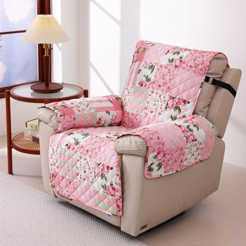 Skidproof Sofa Cover with Floral Pattern and Elastic Straps