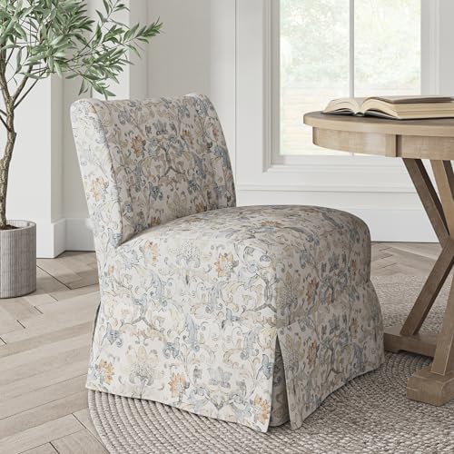 HULALA Home Armless Accent Chair with Removable Floral Slipcover