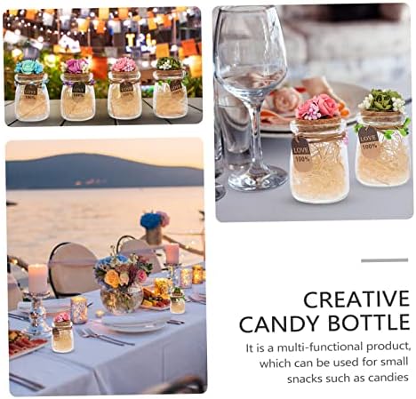 DECHOUS 4pcs Glass Candy Bottles for Wedding Favors