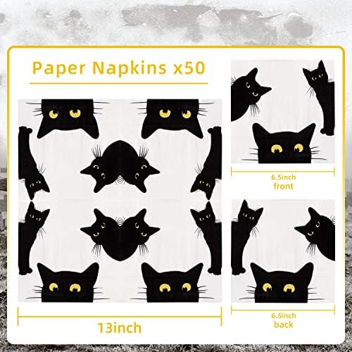 Quera 50 Pack Black Cat Disposable Napkins