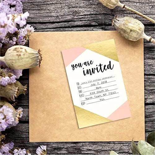 Best Paper Greetings 36-Pack Pink Gold Invitations