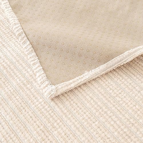 Vctops Soft Chenille Sofa Cover with Striped Weave Design