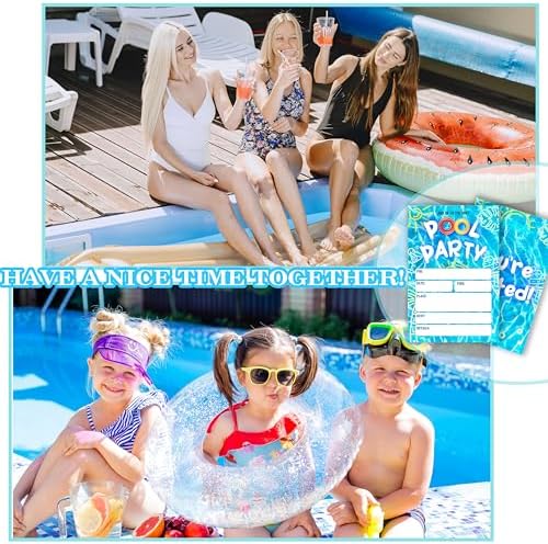 GOLRMC Pool Party Invitations 20 Count with Envelopes