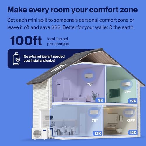 Della 36K BTU 4 Zone Mini Split Air Conditioner with Heat Pump