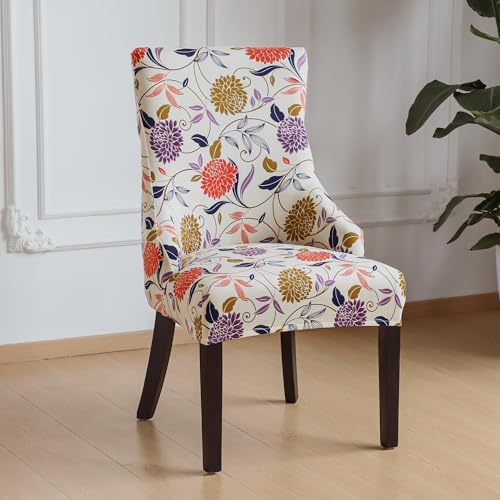 FORCHEER Wingback Chair Covers Set of 2 Floral Stretch Slipcover with Arms