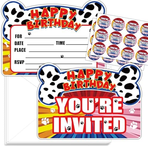 Hipoxa 24 Paws Party Invitations with Envelopes and Stickers