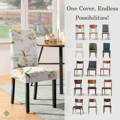 4 Pack Dining Chair Covers with Elastic Hems
