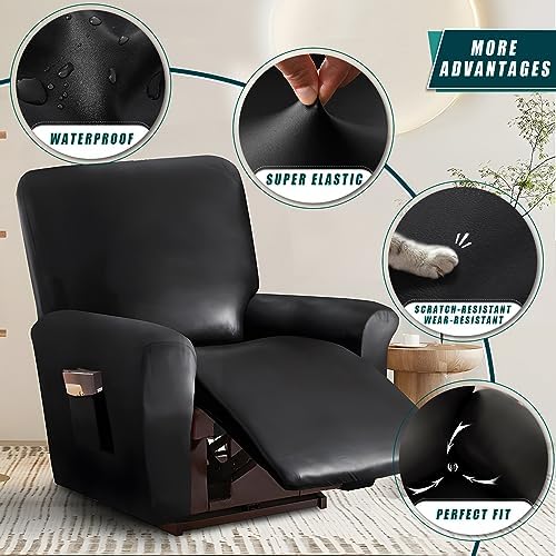 JOKIVTOU 123 Seat PU Leather Stretch Recliner Cover