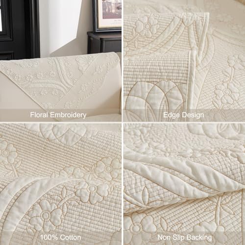 Vctops Floral Embroidered Sofa Slipcover Non Slip Cotton Cover 28x28
