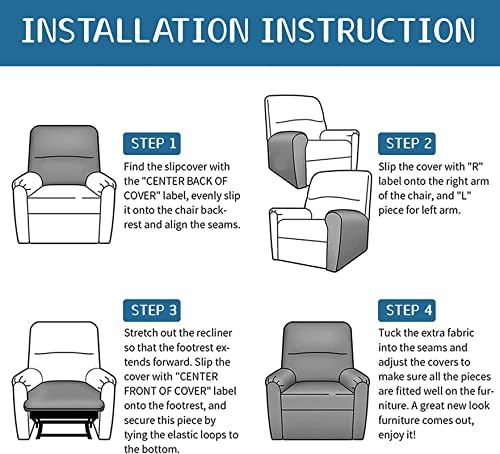 Eco-Ancheng 4-Piece Recliner Slipcovers with Pocket