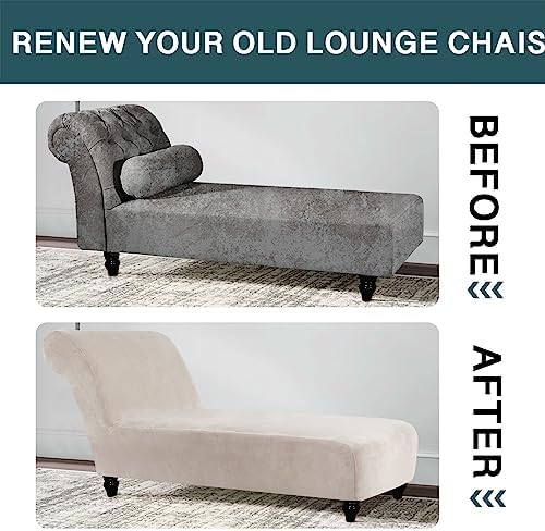FantasDecor Chaise Lounge Velvet Slipcover - Ivory