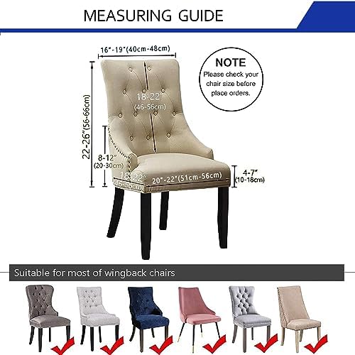 Wingback Chair Covers Set of 4 Reusable Taupe Slipcovers