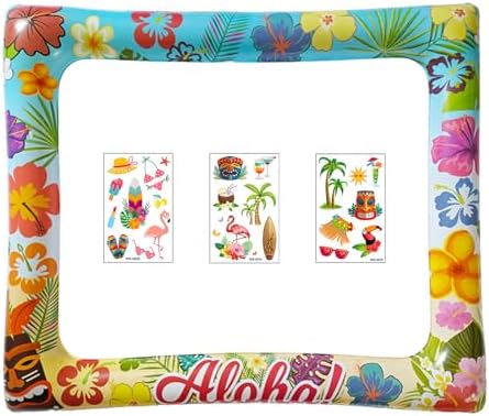 Hawaiian Photo Booth Inflatable Frame with 3 Sheets Tattoos