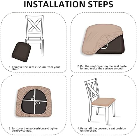 Set of 6 Removable Chair Seat Covers for Dining Room and Kitchen