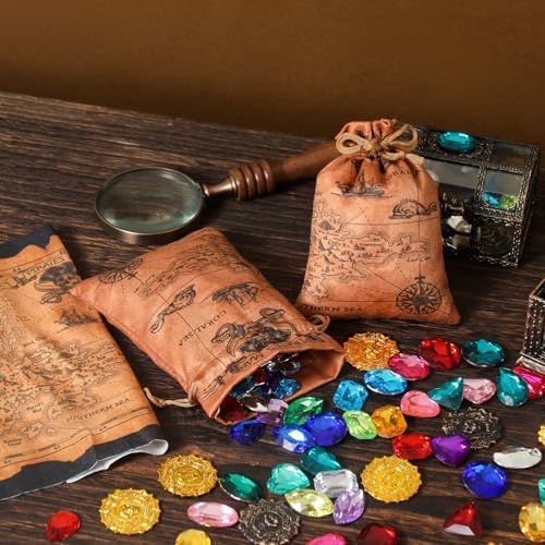 RICHNESS Pirate Party Favor Bags with Drawstring Closure