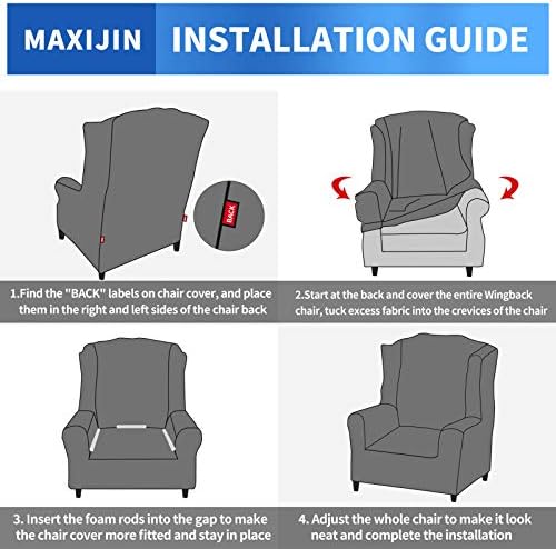 MAXIJIN Velvet Wingback Chair Slipcover 1-Piece Stretch Soft