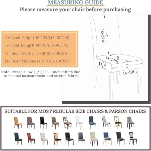 Dlmwell Stretch Chair Covers Set of 6 for Dining Room and Kitchen