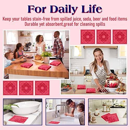 Teling 2 Ply Paisley Print Bandana Napkins 63 x 63 Red