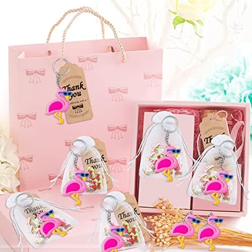 40 Pack Pink Flamingo Keyring Party Favor for Beach themed Events