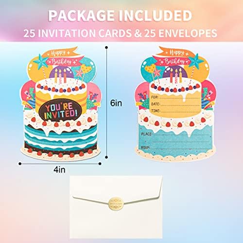 WISHGIFT 25Pcs Birthday Party Invitations Set with Envelopes