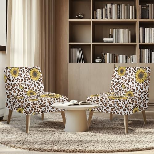 Sunflower Leopard Armless Chair Cover for Living Room
