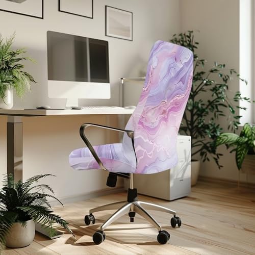 Violet Pink Stretch Marble Print Chair Covers for Office Chairs