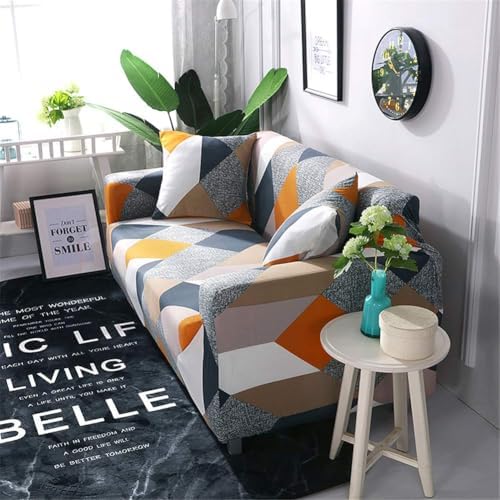 Lamberia Geometric Sofa Cover for 4 Seater
