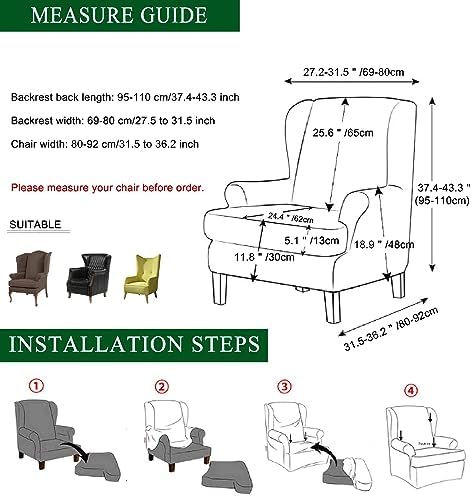 CRFATOP 2 Piece Stretch Wingback Chair Slipcover