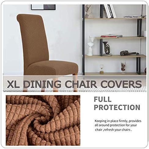Deisy Dee Stretch XL Dining Chair Covers Brown 2 Pack