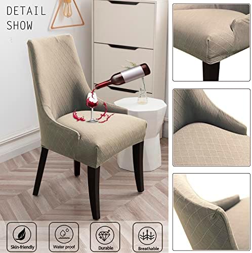 Wingback Chair Covers Set of 4 Reusable Taupe Slipcovers