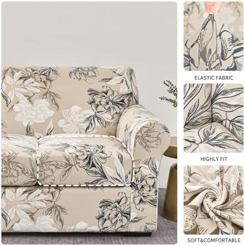 FORCHEER Armchair Slipcover Set with 2 Cushion Covers and 1 Extra Chair Cushion