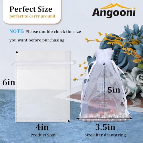 100PCS 4x6 Inch Organza Drawstring Gift Bags for Wedding Favors