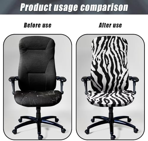 Zebra Stripe Office Chair Cover with Elastic Bottom and Waterproof Back