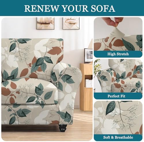 FUANGUI 2 Piece Chair Covers Stretch Armchair Protector with Cushion Cover