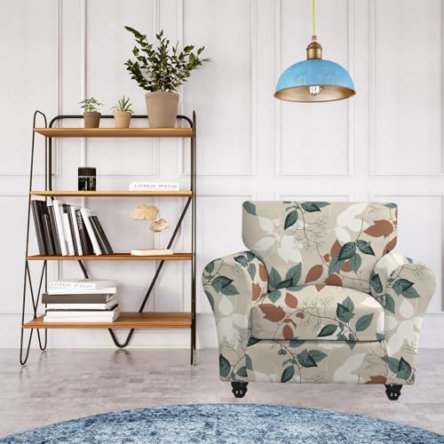 FUANGUI 2 Piece Chair Covers Stretch Armchair Protector with Cushion Cover