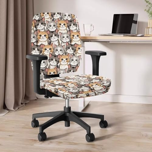 Wanzuoeng Cute Cat Print Armchair Slipcover 2 Piece